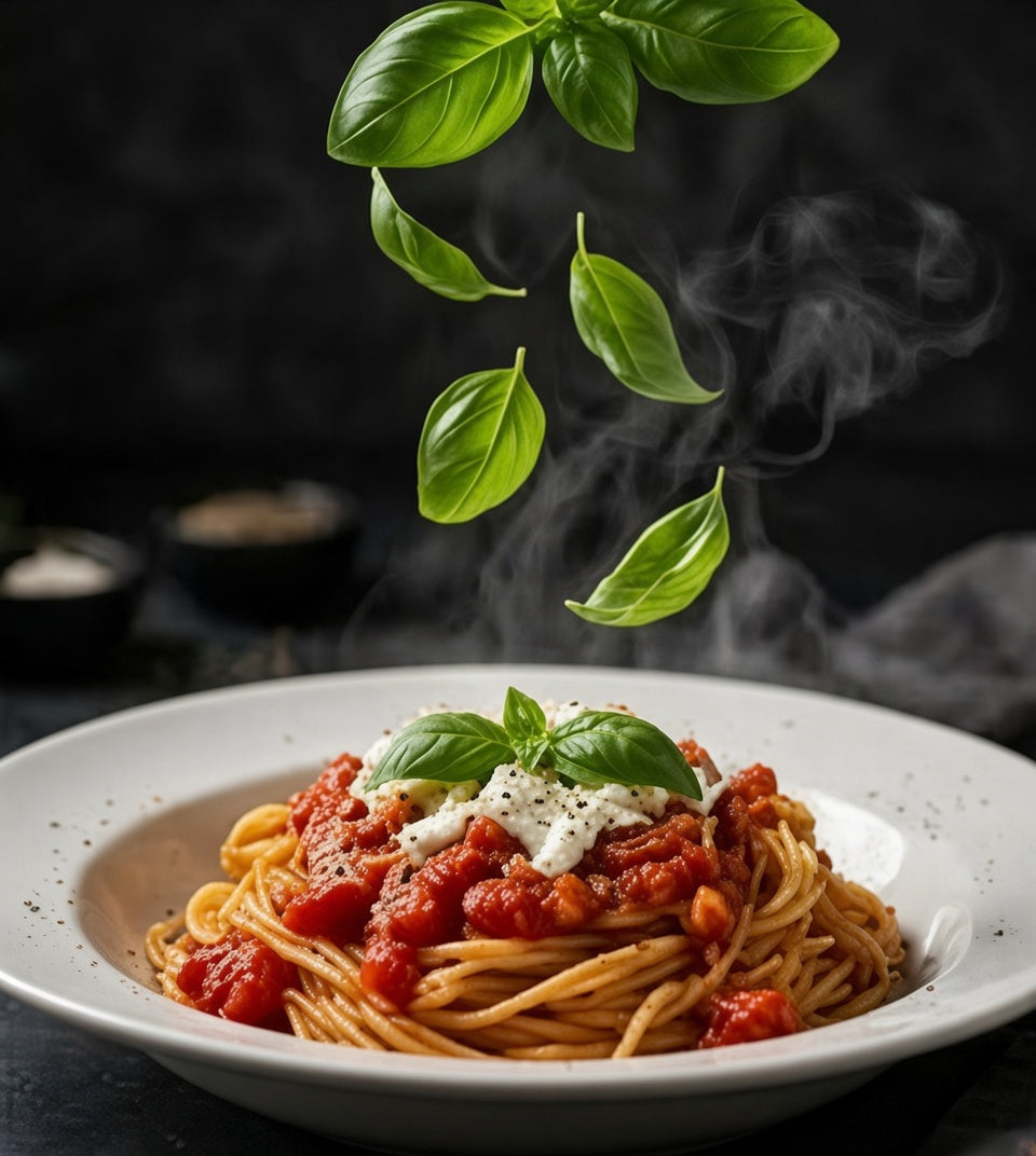 Pasta met verse basilicum